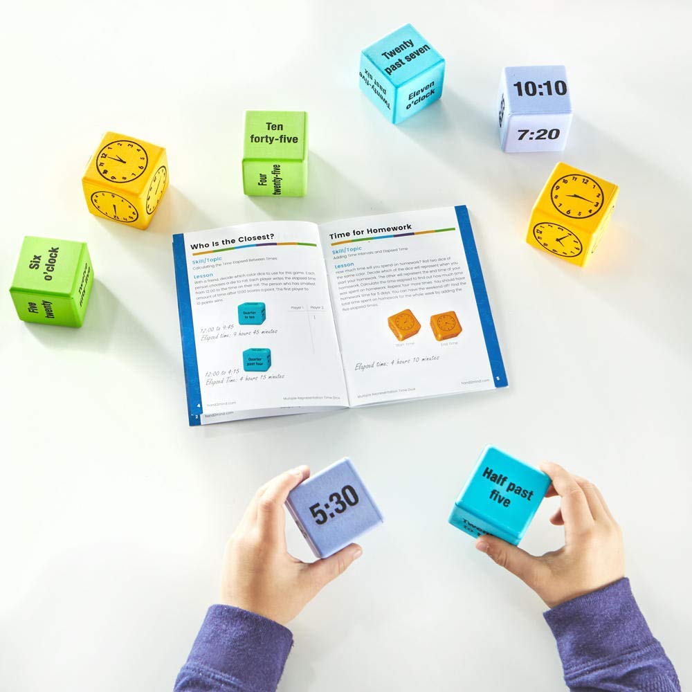 Learning Resources Math Educational Time Dice, English Version, 16-Piece Set, H2M91267, Authentic, 4 Colors