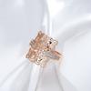 Rose Gold Color Square Big Ring For Women Vintage Natural Zircon Glossy Metal Ethnic Bride Ring Daily Jewelry