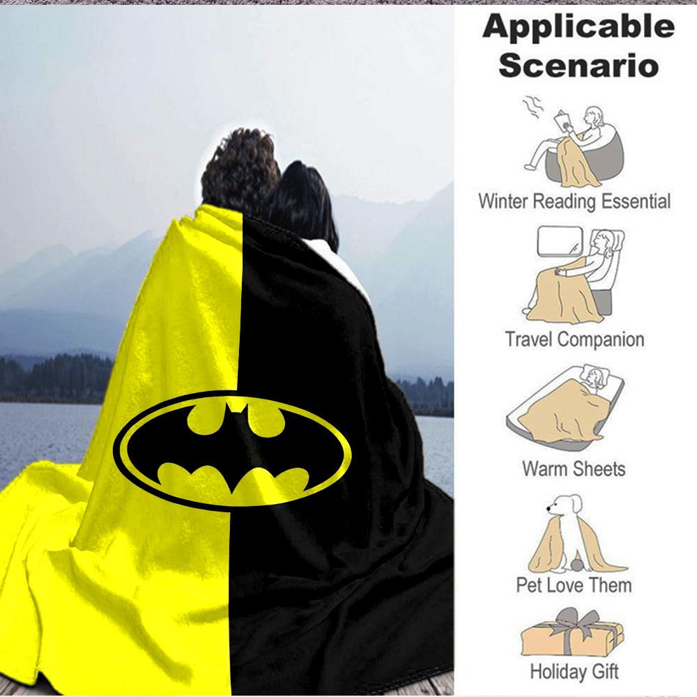 1pc Batman Flannel Throw Blanket Lightweight Soft Warm All Season Blanket for Sofa, Bed, Travel, Camping L1024165
