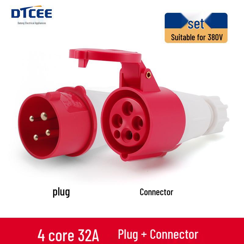 Industrial 16/32A Non-Explosion Proof Aviation Socket with 3-Core, 4-Core, 5-Core Connectors, Three-Phase, Four-Wire, 380V.
