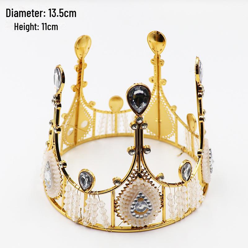 Queen Crown Cake Decoration with Lace, Pearls, and Baby's Breath for Birthdays