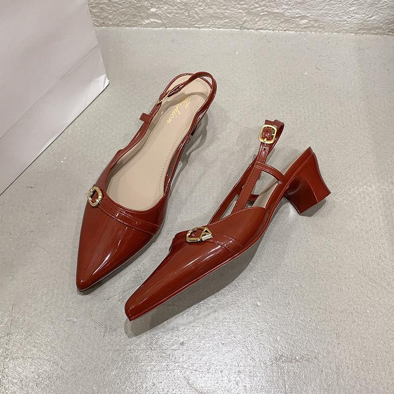 

Comfortable niche single shoes outer wear temperament new French summer with skirt bag head rear empty pointed head 36/37 красный