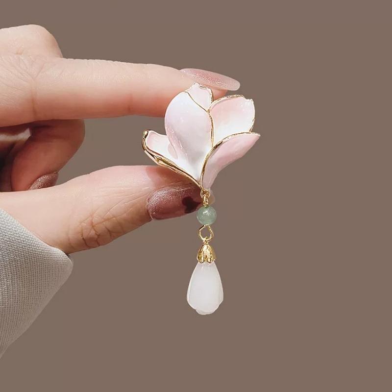 New-style Fuzi Ruyi Ping An Buckle Brooch High-end Women's Antique Tassel Cheongsam Suit Accessories Anti-glare Corsage