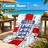 Personalisierbares Strandtuch mit englischem Wappen, Mikrofaser-Strandtuch, Leicht für Sommerreisen, Schwimmbad-Fan, Geburtstagsgeschenk