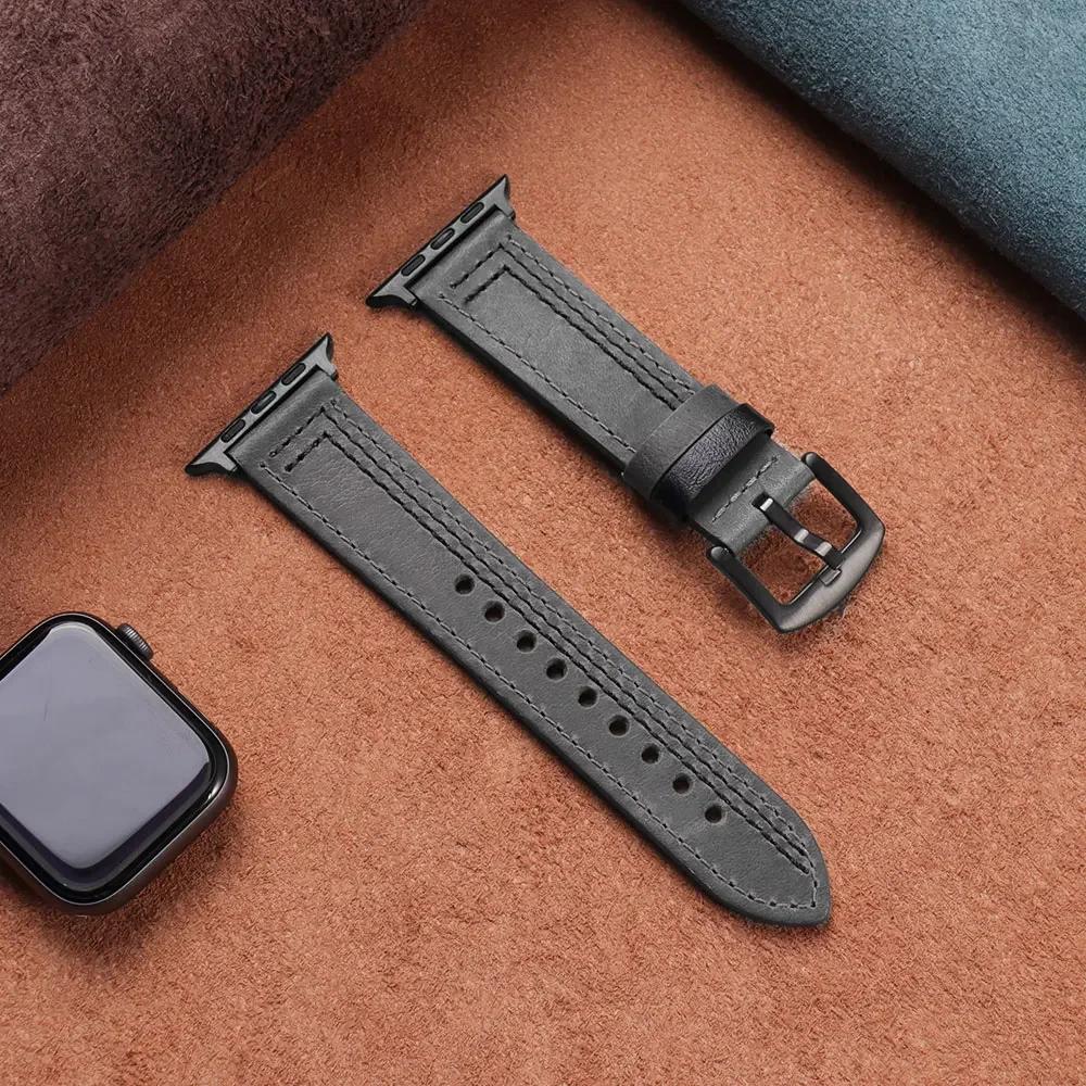 Genuine Leather loop strap For Apple watch Ultra 2 band 44mm 45mm 49mm 40mm 38/42mm 41mm bracelet iWatch series 9 8 7 3 4 5 6 se