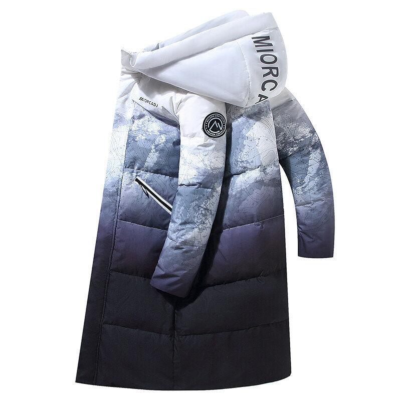 New men's down jacket for autumn and winter Mid-length over-the-knee thickened warm gradient couple jacket