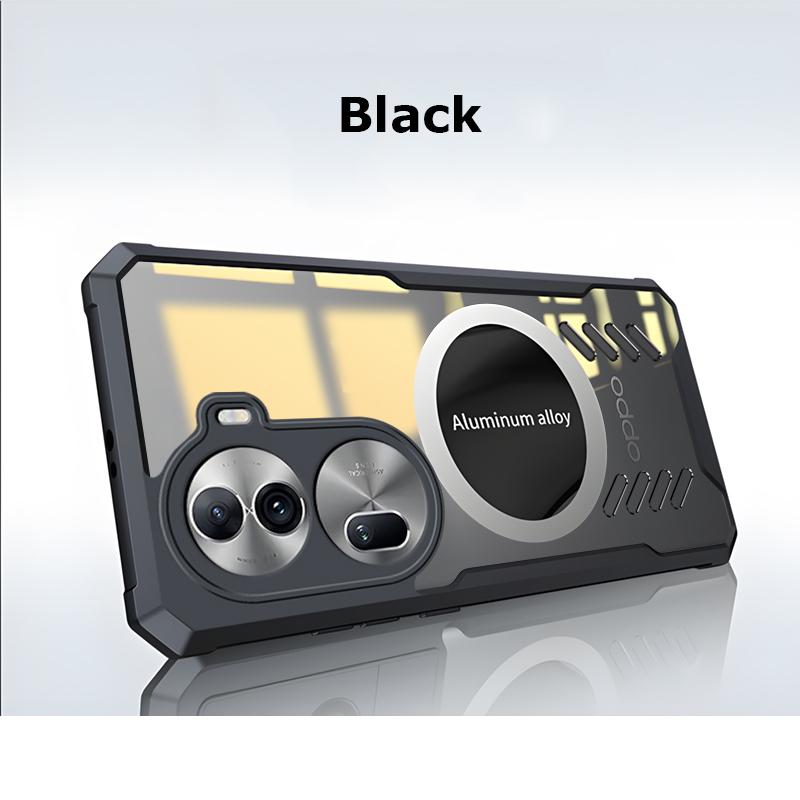 Full Cover Graphene Heat Dissipation PC Case For OPPO Reno 11 8 9 10 Pro Plus Breathable Cooling Car Mounted Magnetic Transparent Anti-Drop Back Shell