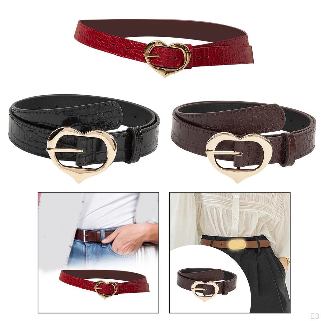 Belt, PU Leather Heart Buckle, Retro-single Girdle, Stylish Waistband, Decorative Belt for