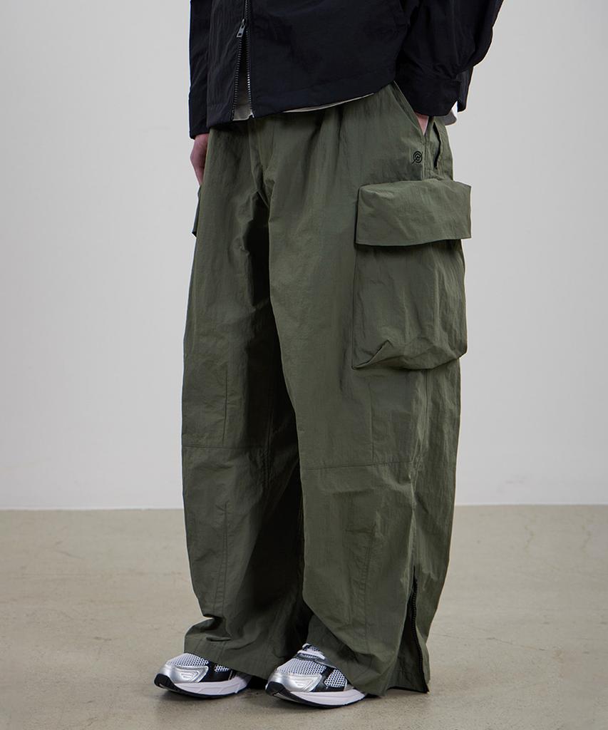 Kallapataleu Nylon Ankle Zipped Cargo Pants - Khaki
