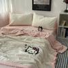 Summer Girl Cute Kt Cat Towel Embroidered Light Summer Cool Quilt, Thin Machine Washable Air Conditioner Quilt Summer Quilt Core