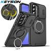 KEYSION 360° Ring Stand Phone Case for Samsung A56 5G A36 A26 5G Slide Camera Protection Magnetic Shockproof Cover for Galaxy A16 4G 5G