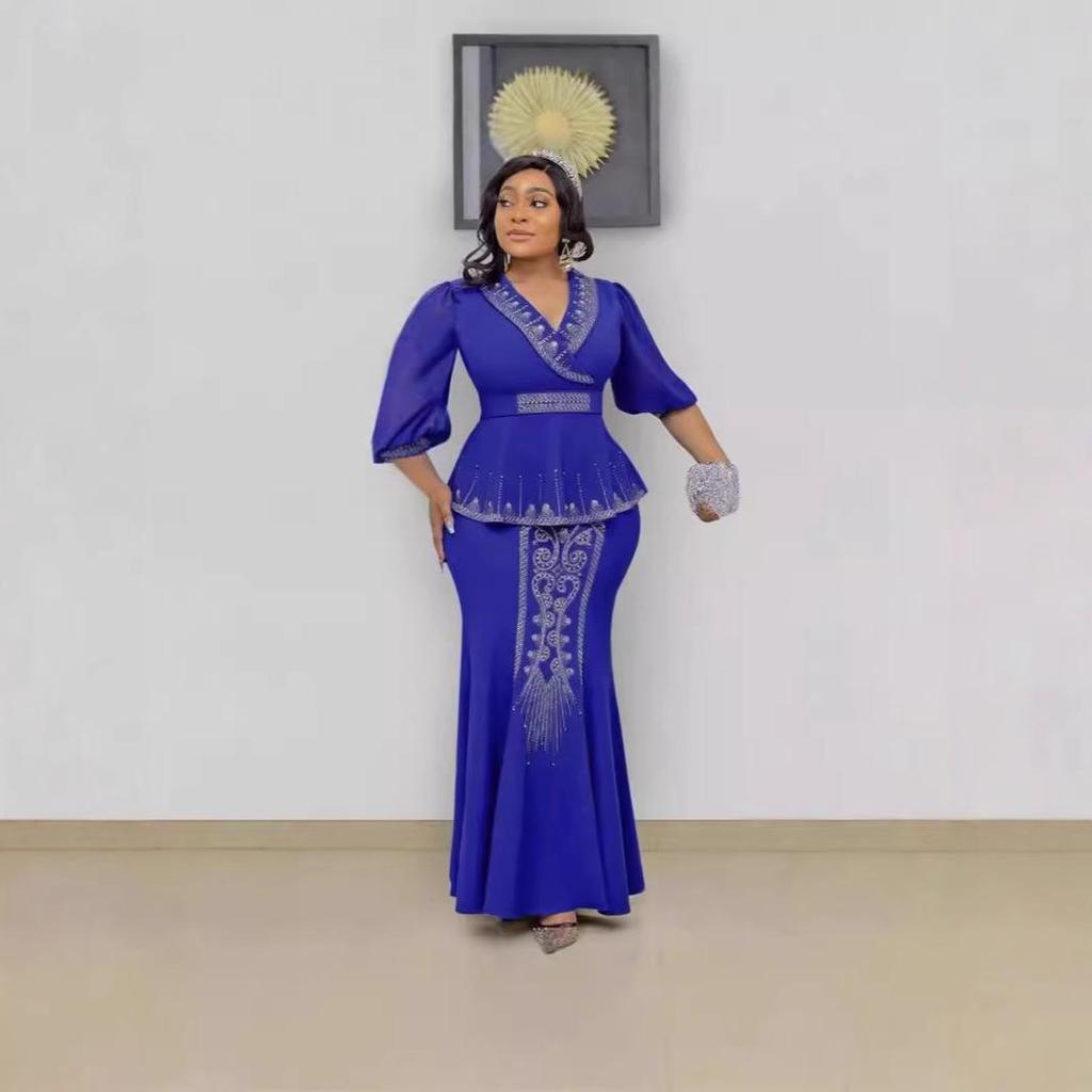 Wish Celebrity Slim Fit Two-Piece Dress Set: Top and Skirt, European and American Style, Plus Size Women's Fashion