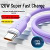 Silicone 120W Fast Charging Type-C Cable for Huawei, Honor, Vivo, and Oppo Phones
