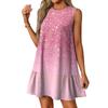Women's Fashion Casual Sleeveless Round Neck Ruffle Vintage Printed Dresses