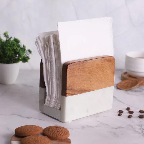 Natural Marble Napkin Holder for Kitchen Dining Table Décor Decorative Holders for Paper Napkins Upright Napkin Dispenser