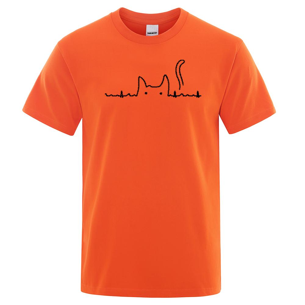 Casual Mens T Shirts Cat Cute Pritned Summer Cotton O-Neck T-shirt for Men Short Sleeve Top Tee Shirt Funny Streetwear T-shirts