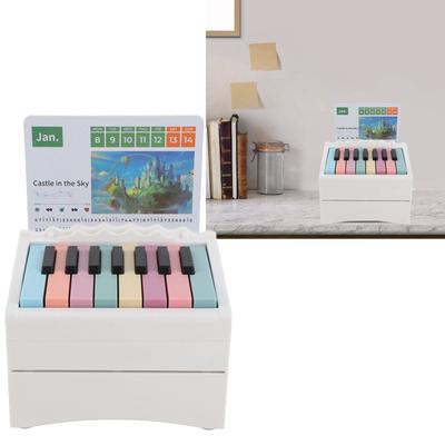 ZK30 Piano Calendar USB Rechargeable Playable Piano 52 Weekly Calendar Cards with Sheet Music White