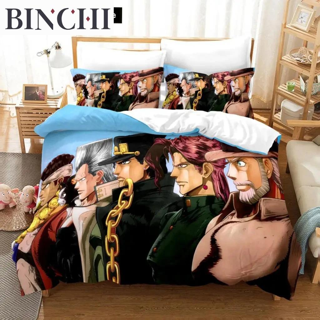 3D Druck Anime JoJo Bizarre Adventure Jotaro Kujo Bettwäsche Set Jungen Mädchen Twin Queen Size Bettbezug Kissenbezug Bett Jungen Erwachsener