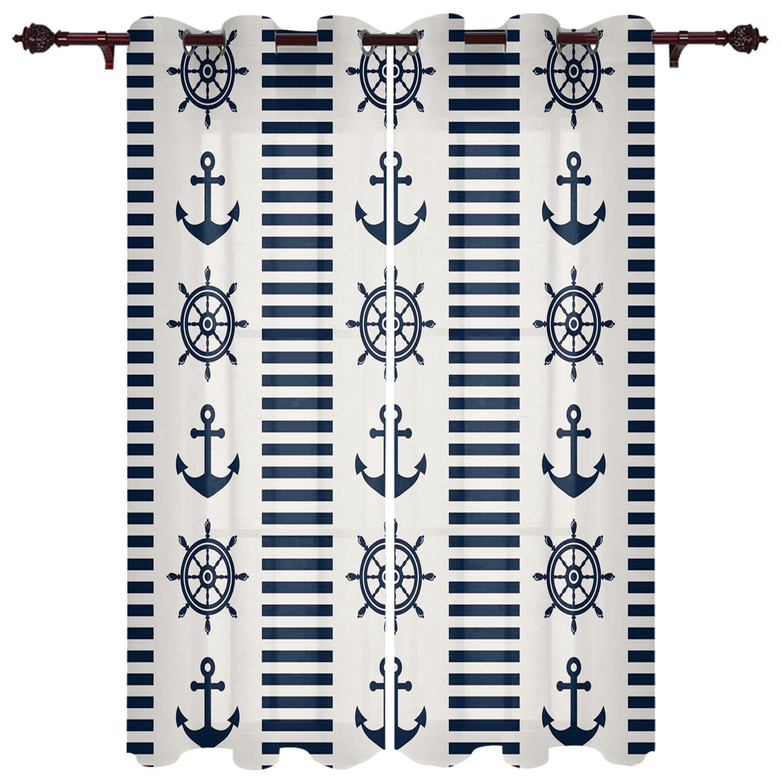 Главная Шторы Синий Якорь Лодка Рыба Спальня Кухня Шторы Гостиная Украшения Элементы — фото 7