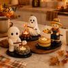 Halloween Party Table Decoration Campfire Tealight Holder, Mummy Ghost Scarecrow Resin Healing Aromatherapy Candle Holder Stand for Desk, Fall Harvest