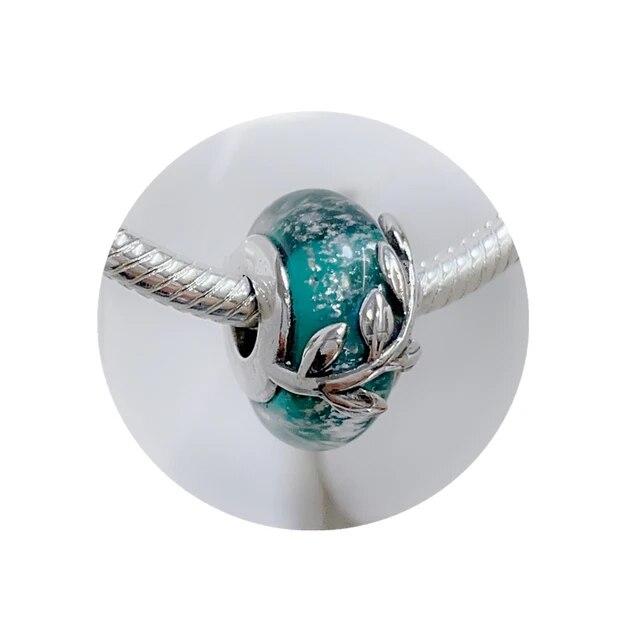 925 Sterling Sølv Rosa Lilla Mørkeblått & Star Murano Glass Charms Perler Passer OriginalNew Armbånd Bangle DIY smykker