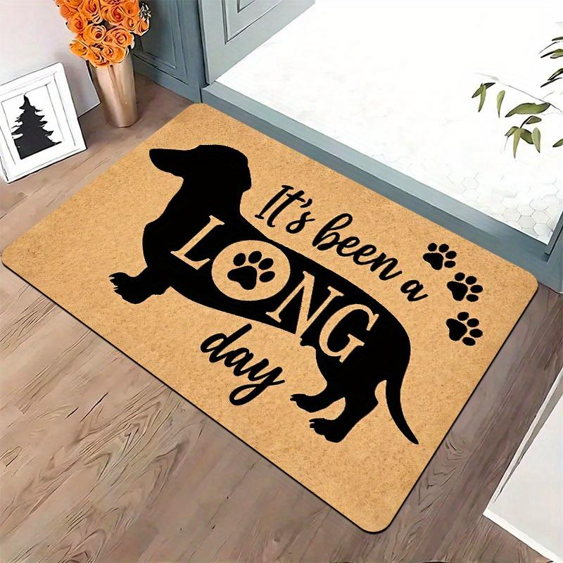 Cute Dachshund Welcome Doormat, Cartoon Style Non-Slip Entryway Rug, Durable Washable Floor Mat for Home and Christmas Decor 40x60cm