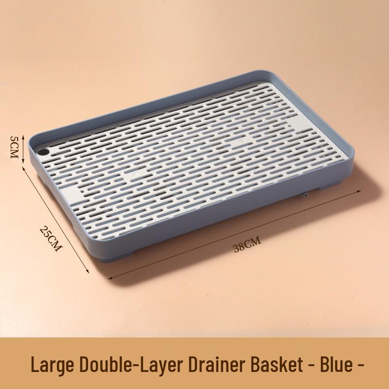 Double-Layer Kitchen Draining Tray - Tea Cup & Chopsticks Holder