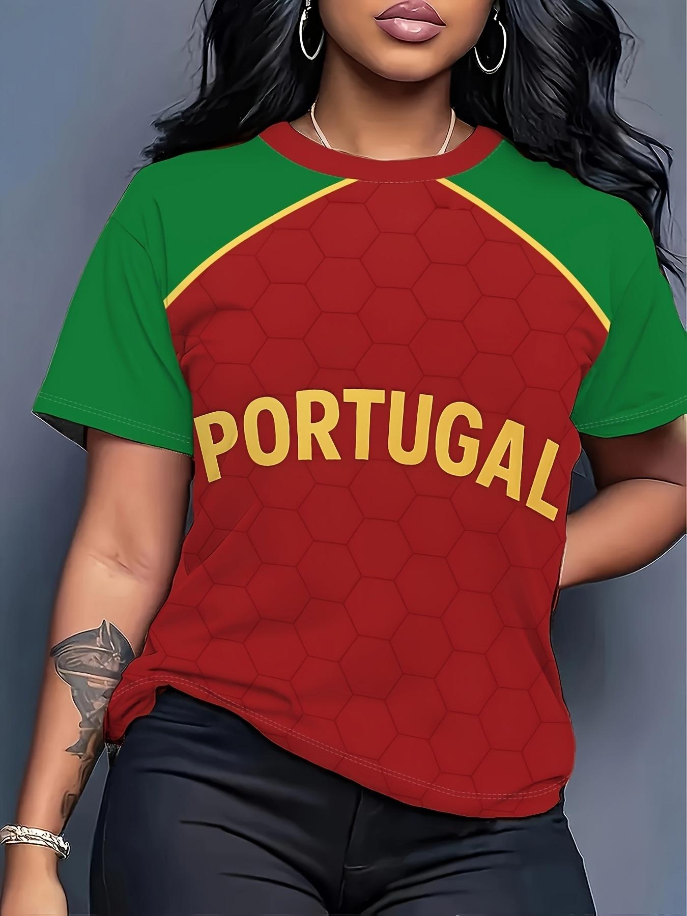 

Women S Portuguese Short-Sleeve T-Shirt with Red And Green Contrasting Color Panels And Honeycomb Texture Design. Featuring Eye-Catching ;PORTUGAL; Le 2XL дубильна кора