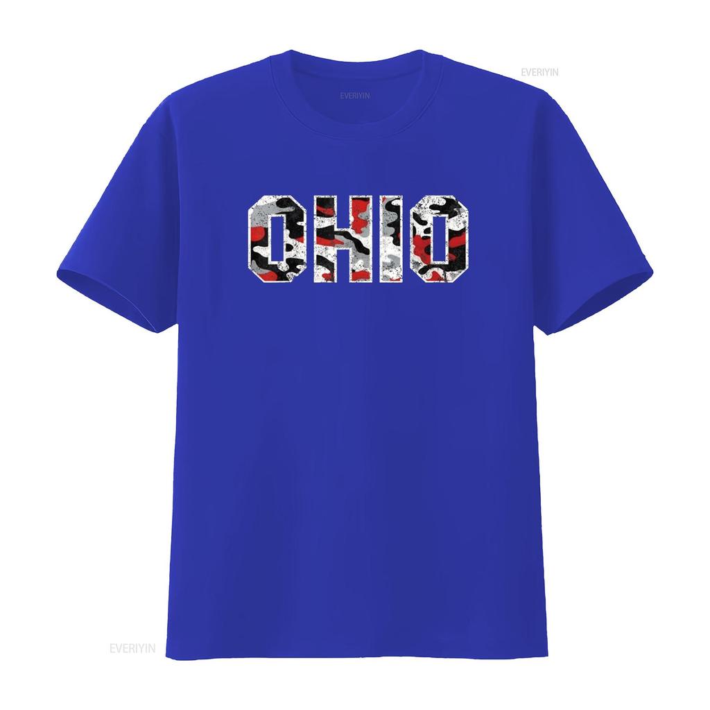 State Of Ohio Ohioan Trendy Distressed Camo Designs T Shirt Vintage Washed Stretched Streetwear Breathable Fashion