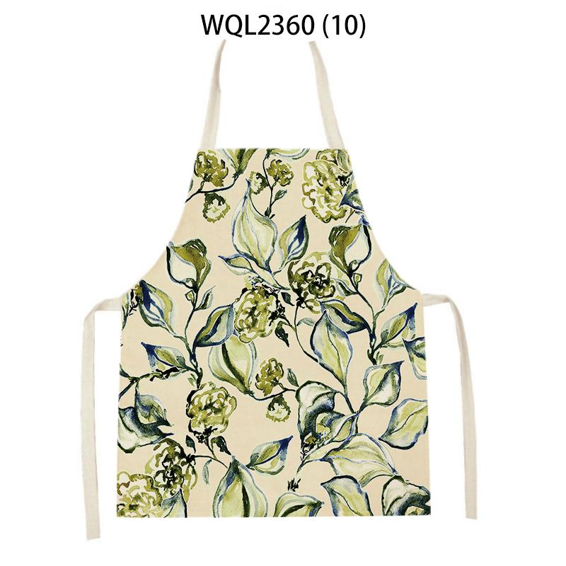 Flowers Pattern Kitchen Sleeveless Aprons Linen Bib Household Men Women Antifouling Clean Cooking Baking Waist Bib