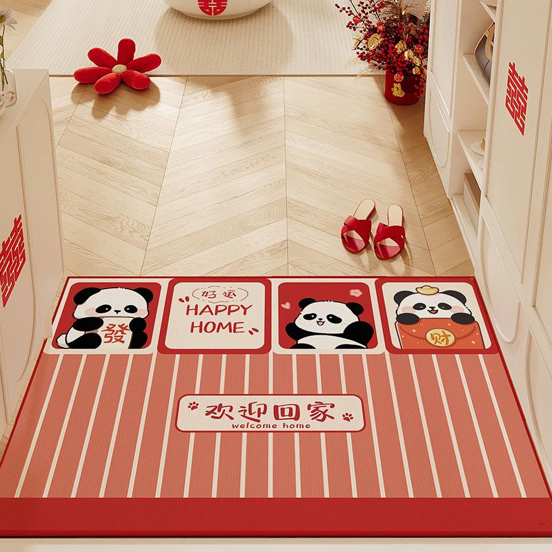 Cute Cartoon Door Floor Mat Indoor Door Dirt-Resistant Wear-Resistant Dust-Removing Crystal Velvet Foot Pad Entrance Absorbent Foot Pad