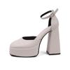 Fashion 2024 New Women's Shoes Buckle Strap Women's High Heels Fashion Square Toe Dress Pumps Women Hot Sale Plus Size Solid Heels Women