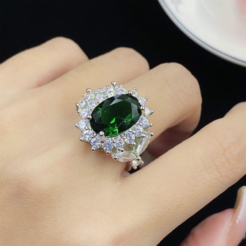 European and American High End Luxury Simulation Ruby Necklace Earrings Ring Women Colored Gems Zircon Bridal Banquet Formal Dress Set