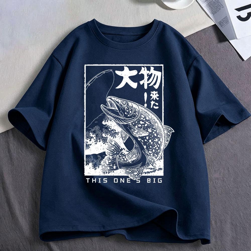 Japanese Fishing Ukiyo-e Fish Wave Graphic T-shirt Fisherman Angler T Shirt Outdoor Nature Fishing Lover Gift T-shirts Clothing