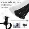 100-400 Stück Schraubloch Kabelbinder Nylon Selbstverriegelnd 4x150/200MM Wickelbündel Befestigung Organizer Befestigungsgurte Befestigen Reißverschlussbinder