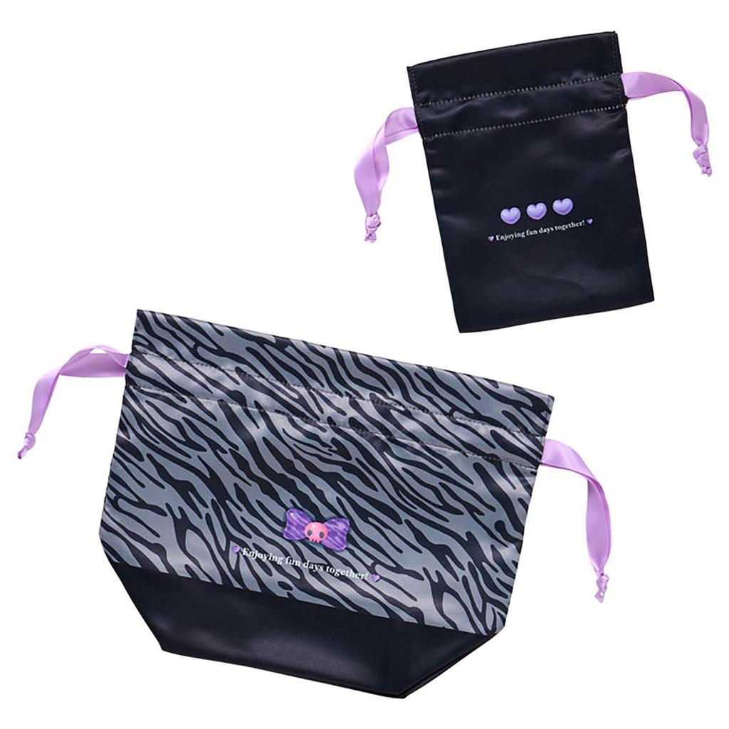Sanrio Set of 2 Drawstring Bags Animal Kuromi Polyester 071919 (SANRIO) (Monotone Design)
