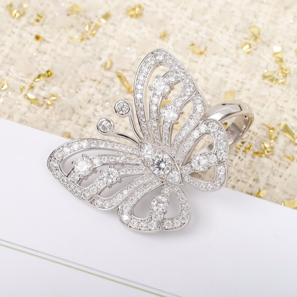 2023 Trend Top Quality Hot Sale European Famous Brand Pure Fashion Jewelry Rings For Women Luxury Butterfly Shape Bowknot Ring
