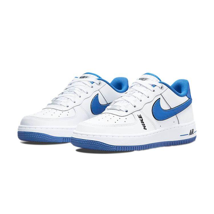 Nike Air Force 1 LV8 GS White Game Royal Kids Sneakers Black DO3809-100