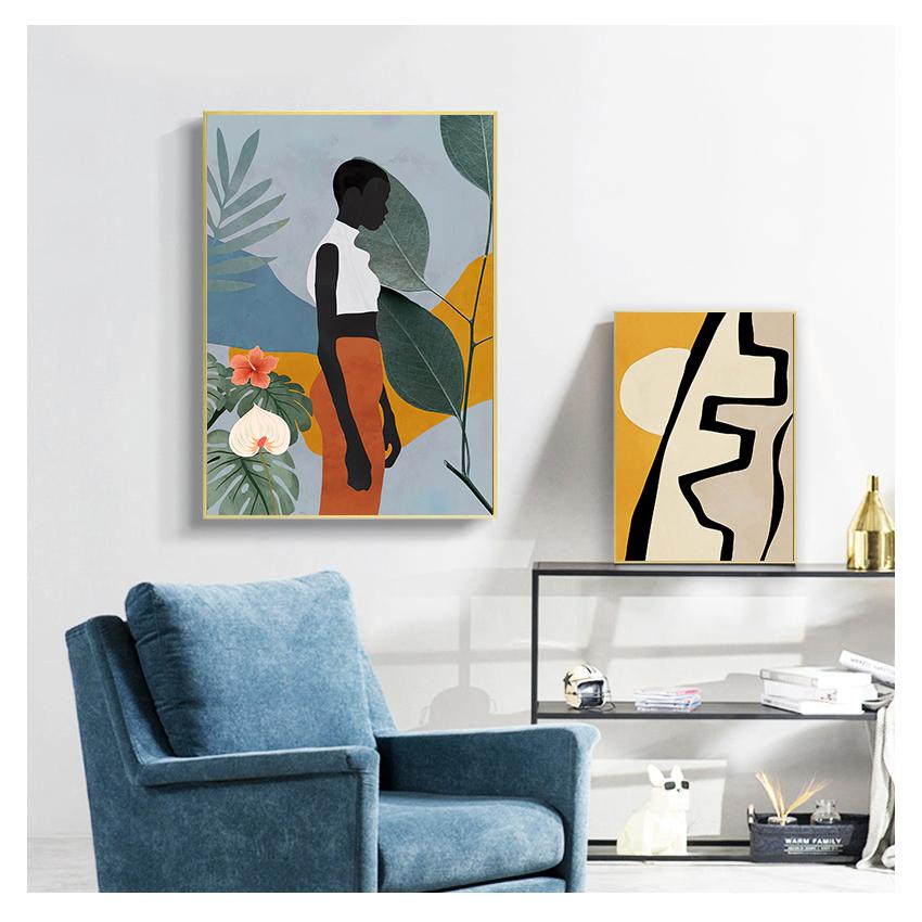 Poster e stampe scandinave, immagini da parete vintage con ragazza, per soggiorno, cucina, decorazione, tela astratta geometrica