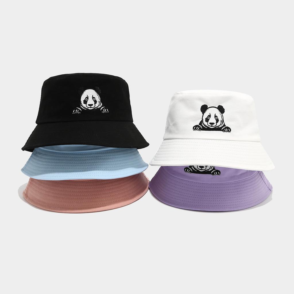 Panda Embroidered Fisherman Hat For Women Summer Sun Protection Casual Style