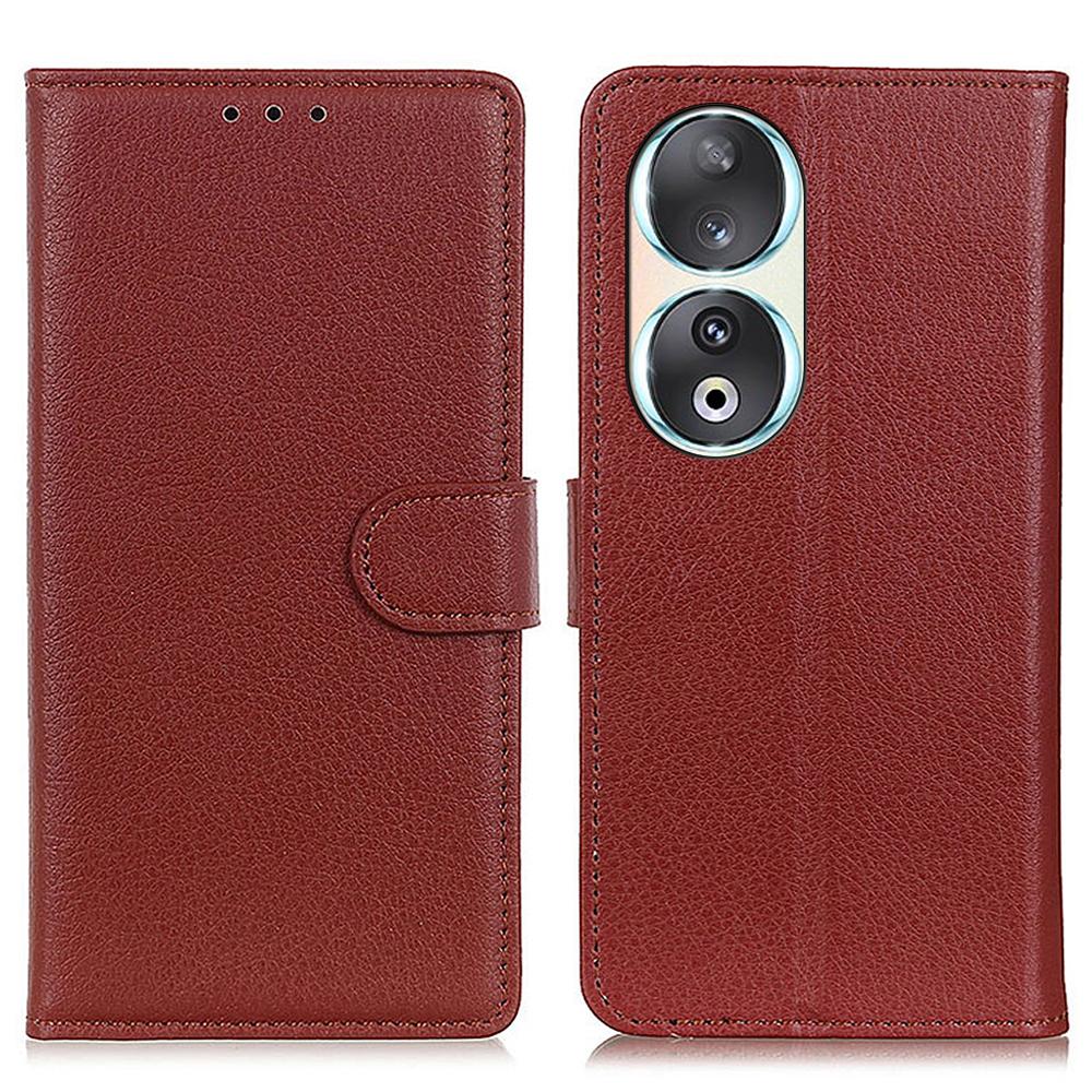 Wallet Phone Case for Honor 90,Litchi Texture PU Leather Stand Protective Phone Cover