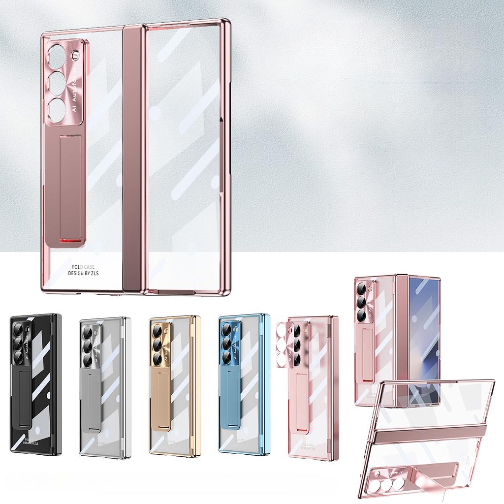 Galwanizacja Przezroczysty zawias Ochronny uchwyt Telefonu Etui do Samsung Galaxy Z Fold 6 Fold6 Twarda Skorupa Odporna Na Wstrząsy