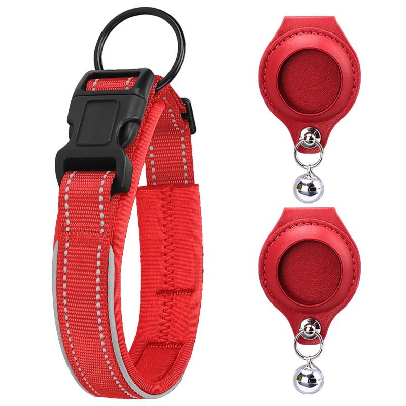 Nylon Dog Collar Airtag Tracker Pet Training Adjustable S M L XL