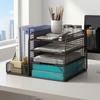 Desktop File Organizer with Pen Holders Wire Paper Sorter Metal for Office