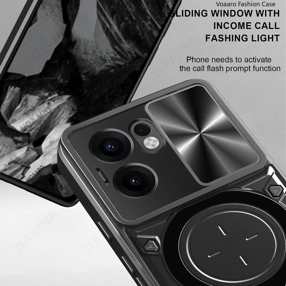 Slide Lens Push Window Armor Funda for OPPO Reno13 F Case for Reno12 Reno13 Reno 12 13 Pro F 5G Case Magnetic Ring Stand Cover
