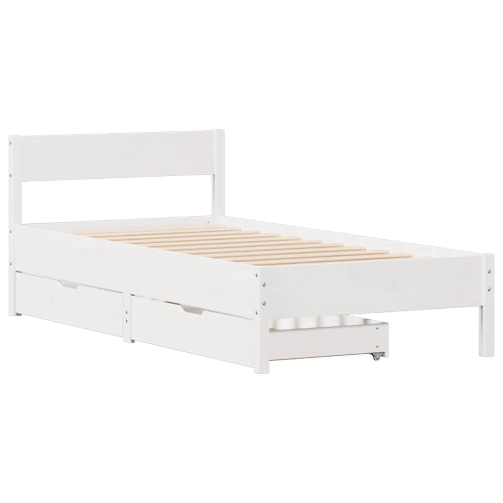 Solid Wood Bed without Mattress White 75 x 190 cm Pine Wood