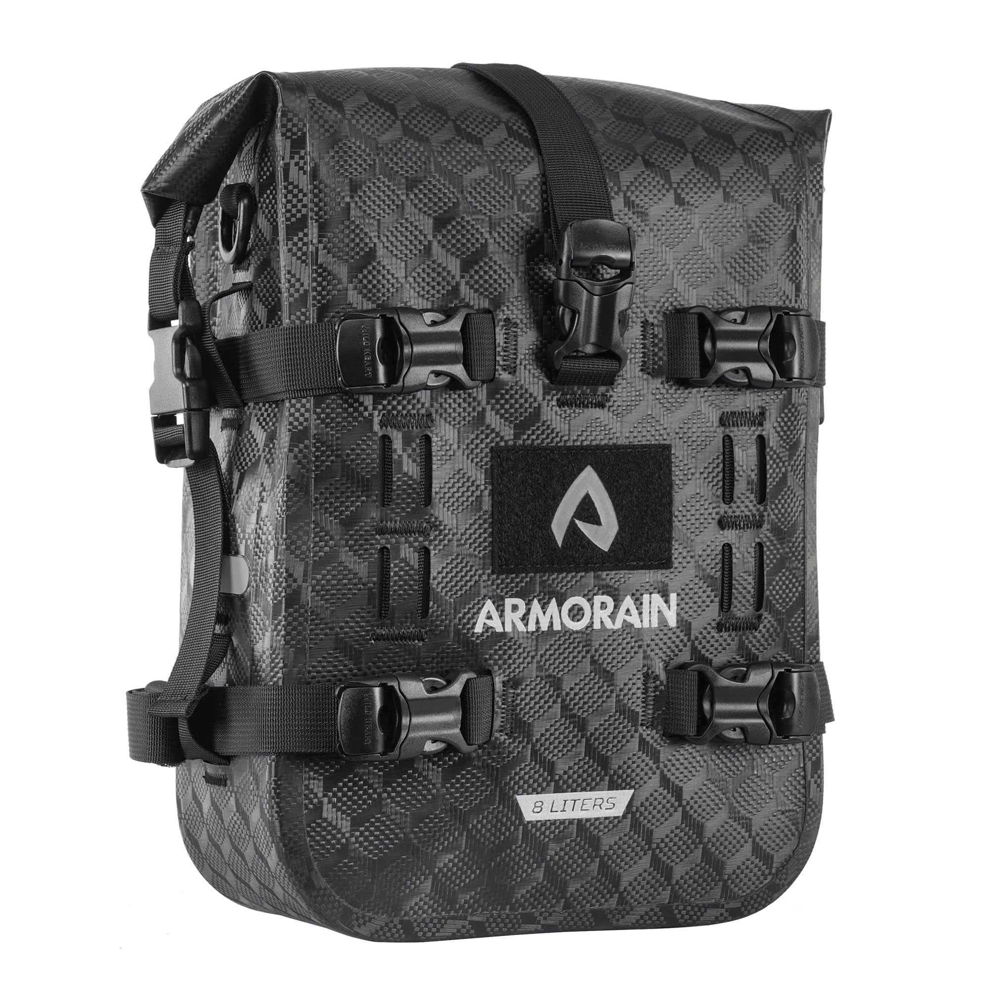 

ARMORAIN Motorcycle Crash Bar Storage Bumper Tail Universal Motor Kit Black Imitation Carbon Bag, Waterproof, 6L/8L Capacity, Pack, Bag, (8L Fiber)