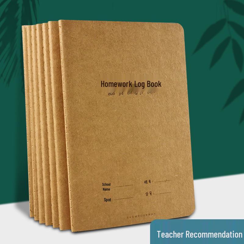 32K Cowhide Notebook for Elementary Third Grade - Small Size Homework and Notes Record Book