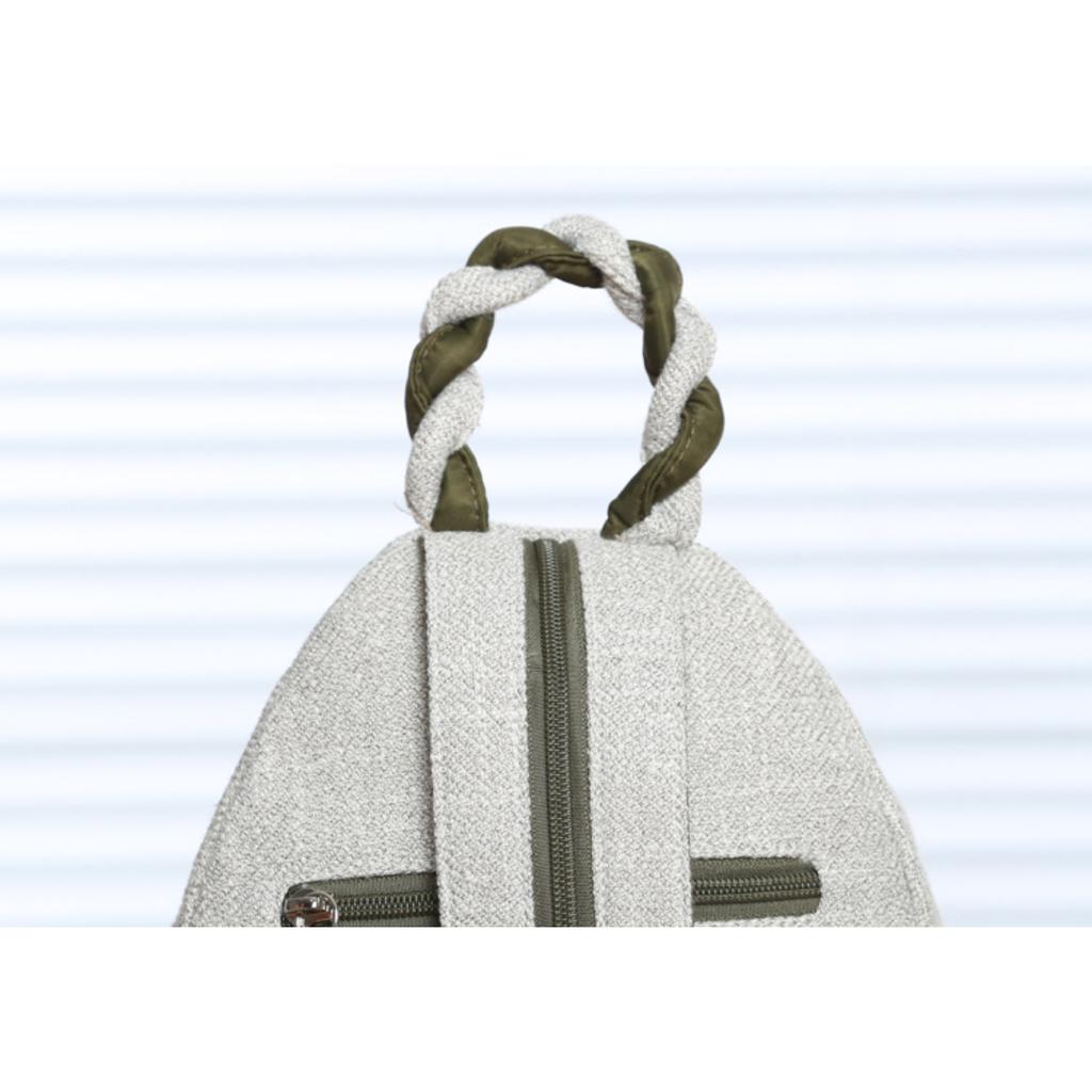 National Style Canvas Women Backpack With Hand Stitching, Literary Fresh Mini Chest Bag, Portable Small Rucksack For Travel Outdoor Daily Casual Use