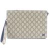 Pristine Business Bag GG Supreme Small Pouch Clutch Beige Navy Leather Used